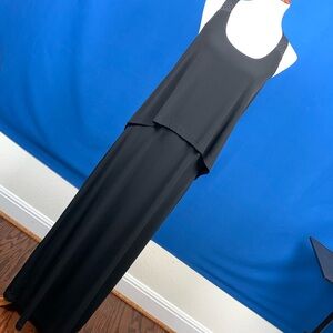 BCBG floor length dress w faux leather top NWT